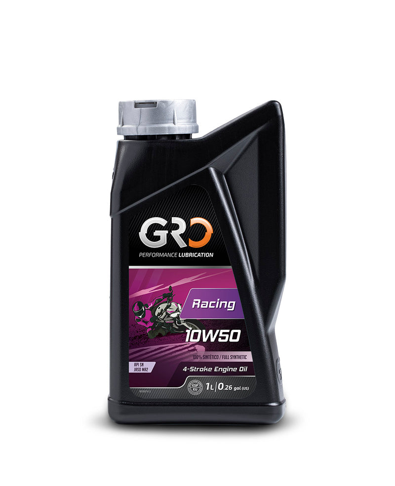 GRO Racing 10W50 100% Synthetic 4T Motorcycle Motor Oil 1 Liter Triple Ester Performance Lubrication