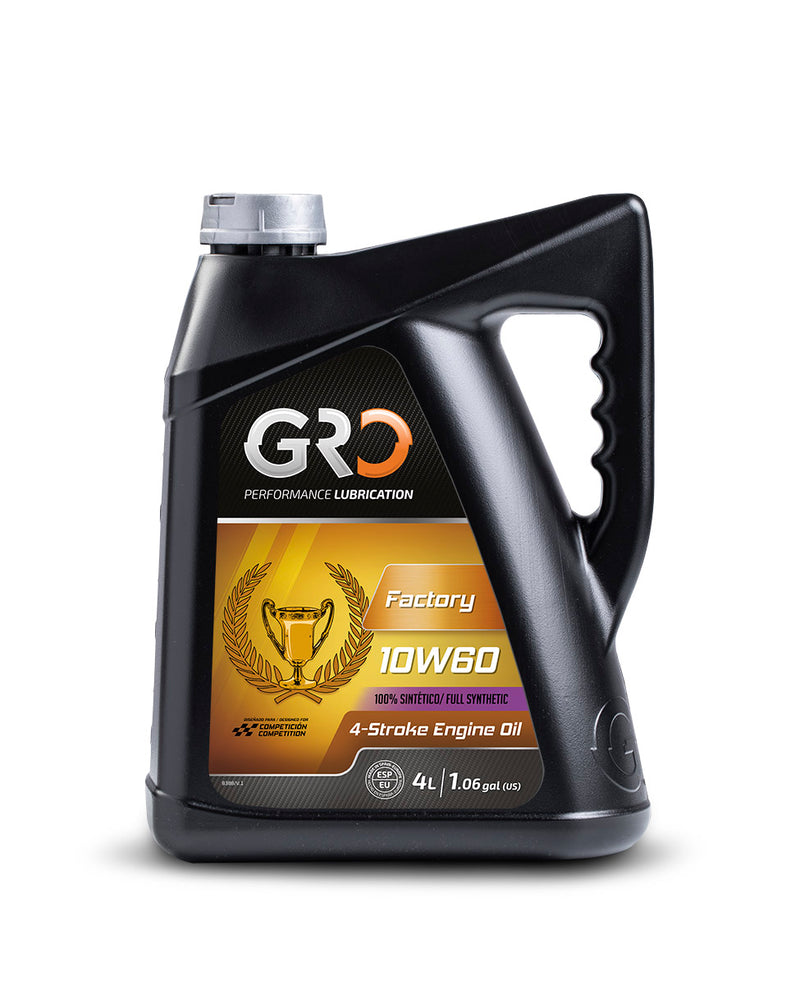 GRO Factory 10W60 100% Synthetic 4T Motorcycle Motor Oil 4 Liter Performance Lubrication